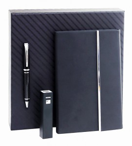 ST1400BK/PBP/Set-PU Notebook with metal pen and power bank