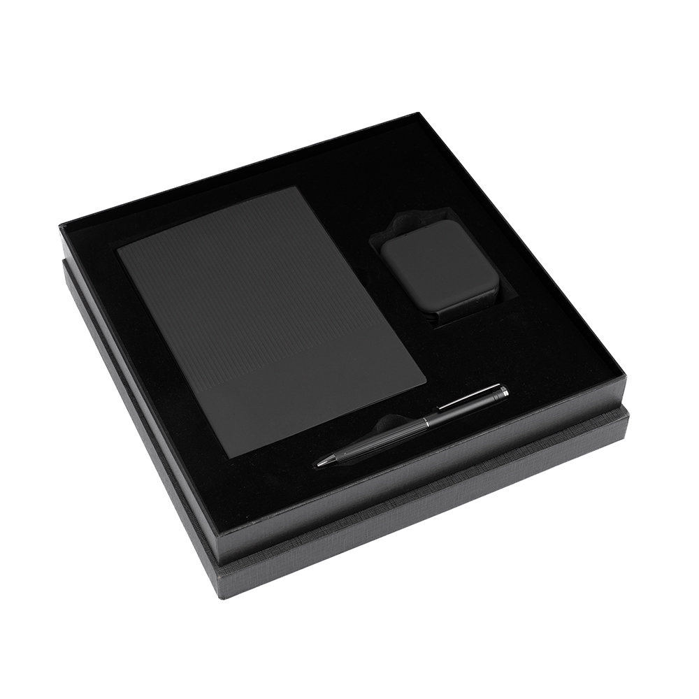COGS304BK.jpg Executive Charge Note Set corporate tech gift set with notebook, pen and wireless charger.